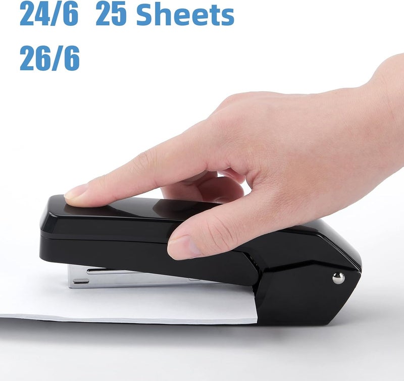EZWORK Deli/ Swing-Arm Swivel Stapler, 25 Sheets Capacity, 360 Degree Rotate Desk Staplers with 1000 Staples for Booklet or Book Binding, Black - Image 4